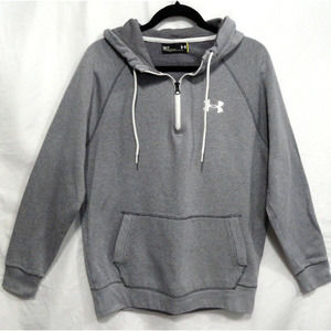 Under Armour Loose Hoodie 1/4 Zip Gray White Fleece Lined Men's Size Small
